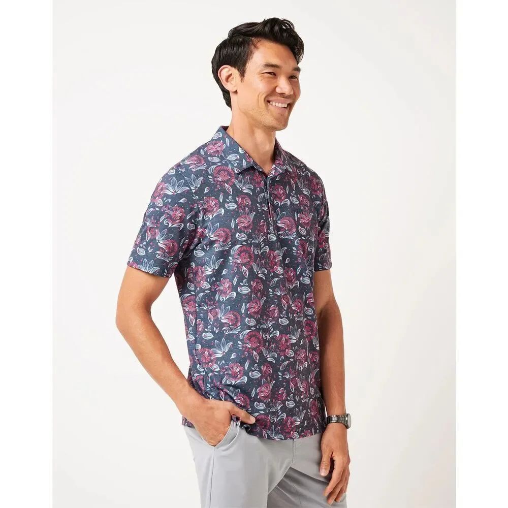 Travis Mathew Featherweight Sport Magnolia Polo Vintage Mood Indigo 2XL